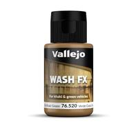 Vallejo Wash FX Acrylic Paint Dark Khaki Green for Easy Shadow and Light Effects, 35 ml for Model Making and Miniatures