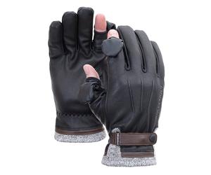 Vallerret Djuke Photography Glove, Black, FlipTech Finger Caps with Magnets, Goat Leather, 100% Merino Wool Lining (Small)