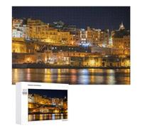 Valletta At Night In Malta Adult Tabletop Puzzle, 1000 PCS - New Year Decoration; for Shared Table Time