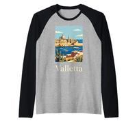 Valletta Malta Mediterranean Harbor Travel Design Raglan Baseball Tee