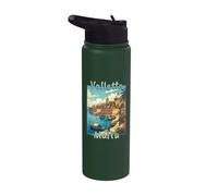 Valletta Malta Vintage Mediterranean Travel Design Stainless Steel Insulated Water Bottle
