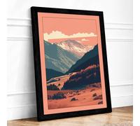 Valley at Dusk Vintage Framed Wall Art Print A1 (84.1×59.4cm) Black, Wall Decor for Living Room, Bedroom, Office & Home, Ready to Hang, Art Gift