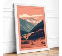 Valley at Dusk Vintage Framed Wall Art Print A1 (84.1×59.4cm) White, Wall Decor for Living Room, Bedroom, Office & Home, Ready to Hang, Art Gift