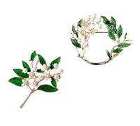 Valley Brooch Gifts, 2 women's brooches and pins, Pearl Brooches, Green brooches for women UK, clothing accessories, Fashion flower brooches