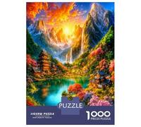 Valley Glow River 1000 Pieces Jigsaw Puzzle Set Ethereal Utopia Scenery Classic Jigsaw Puzzle Sturdy Cardboard Couple Puzzle Partners Ultra Difficult Home Activity 70x50cm/1000p