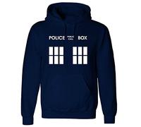 VALLEY Inspired Police Box DR Tardis WHO Public Call Box Hooded Top from £12.99 (Large) Navy