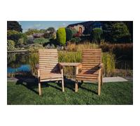 Churnet Valley Garden Furniture Churnet Valley Outdoor Wooden Angled Love Seat, Brown
