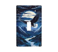 Valley Moon Eagle Single Toggle Light Switch Cover Plate Decorative Wall Plates, 1 Gang Switch Plates And Outlet Covers 2.75" X 4.5" For Bedroom Bathroom Kitchen Home Decor