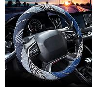 Valleycomfy Cloth Steering Wheel Covers for Women Bohemian Universal 15 inch Baja Blanket Enthic Blue