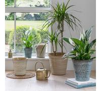 Vallo Reactive Glaze Tapered Blue Planter H26.5cm D29.5cm Ivyline Blue One Size