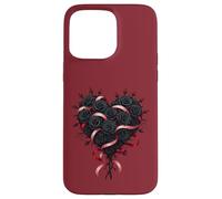 Valloween Black Roses Heart Case for iPhone 15 Pro Max