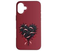 Valloween Black Roses Heart Case for iPhone 16 Plus
