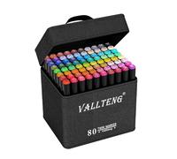 Vallteng 80 Colors Graphic Marker Pen Art Sketch Twin Marker Pen Permanent Graffiti Coloring Pens for Drawing, Sketching, Anime and Manga with Carrying Case