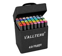 Vallteng Alcohol Felt Tip 40 Colours, Double Tip Alcohol Markers, Brush and Chisel Markers for Adults Painting, Doodling Children, Animation Art Sketching