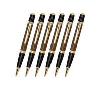 Valman 6 Pack Gatsby Twist Pen Kits - Ballpoint Pen Kit - Woodworking Project Kits - Gold, Black Chrome Pen Kits