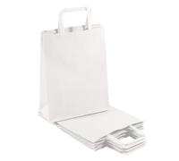 Valmisa Shopper 18 x 8 x 23 cm White Kraft Paper Envelope with Flat Handle, Pack of 25 Strong Eco Friendly Paper Envelopes