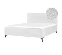 Beliani Bed Boucle Valognes 160 X 200 Cm (Eu King Size) Off-White