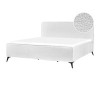Beliani Bed Boucle Valognes 180 X 200 Cm (Eu Super King) Off-White