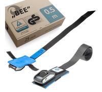 valonic BEE - 2x 0.5m tie down straps short, 25mm, 500Kg, protection pad, TÜV Rheinl. / GS certified, EN-12195-2 - cam buckle, black lashing straps for bicycle, roof rack, bike rack