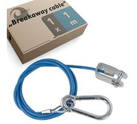 valonic breakaway cable for trailers and caravans, 1m, blue, with carabiner, 250kg breaking load, breakaway cable with fork head (shackle), ripcord
