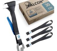 valonic FALCON - 4x soft loop tie down straps, 30cm, 25mm, 1000kg, TÜV Rheinl. certified, EN-12195-2 - black, for motorcycle handlebar, motorbike, roof rack