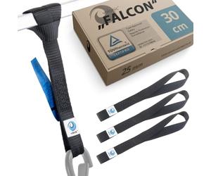 valonic FALCON - 4x soft loop tie down straps, 30cm, 25mm, 1000kg, TÜV Rheinl. certified, EN-12195-2 - black, for motorcycle handlebar, motorbike, roof rack