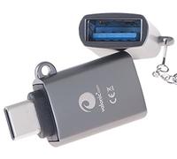 valonic USB C to USB A adapter - 2 pieces, grey - sturdy metal eyelet and key ring - compatible with Apple MacBook, external hard drive, USB stick