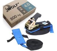 valonic WOLF - 2x 4m ratchet tie down straps, 25mm, 800 Kg, protection pad - black ratchet straps, tie downs for motorcycle