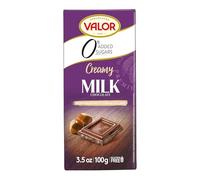 Valor 0% Added Sugar Milk Chocolate Bar - Milk and Hazelnut Cream Diabetic Chocolate Bar - Fine Cocoa, Sweetened with Stevia, Gluten Free, by Master Chocolatiers - 100g Bar