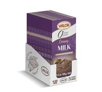 Valor 0% Added Sugar Milk Chocolate Bar - Milk and Hazelnut Cream Diabetic Chocolate Bar - Fine Cocoa with Stevia, Gluten Free, by Master Chocolatiers - Box 17 100g Bars