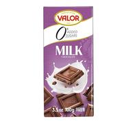 Valor 0% Added Sugar Milk Chocolate Bar - Milk Diabetic Chocolate Bar - made with Fine Cocoa, Sweetened with Stevia, Gluten Free, by Master Chocolatiers - 100g