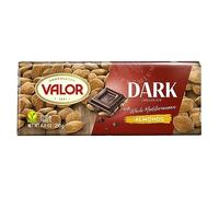 Valor. Dark Chocolate with whole Mediterranean Almonds. 250g (8.75oz). Pack of 3.