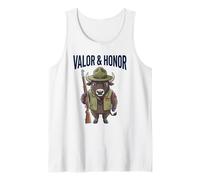 Valor & Honor Buffalo Patriotism Military Bison Soldier Tank Top