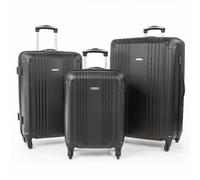 Valor lightweight Suitcase Hard Shell Cabin & Hold Luggage With Wheels Gino Ferrari Black 3 Pack