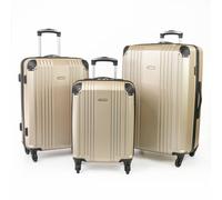 Valor lightweight Suitcase Hard Shell Cabin & Hold Luggage With Wheels Gino Ferrari Gold 3 Pack