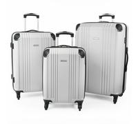 Valor lightweight Suitcase Hard Shell Cabin & Hold Luggage With Wheels Gino Ferrari Grey 3 Pack