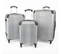 Valor lightweight Suitcase Hard Shell Cabin & Hold Luggage With Wheels Gino Ferrari Silver 3 Pack
