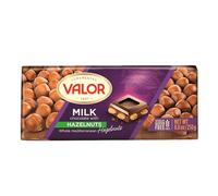 Valor Milk Chocolate with Hazelnuts - Hazelnut Chocolate Bars by Master Chocolatiers, with 20% Mediterranean Whole Hazelnuts, 37% Cocoa Solids & Gluten-Free for Indulgent Snacking, 250g