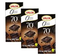 Valor Sugar-Free 70% Dark Chocolate Bar | No Added Sugar | Pack of 3 (300g Total)