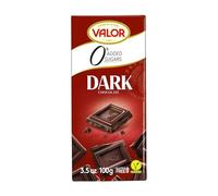 Valor Sugar Free Chocolate Bar - Dark Diabetic Chocolate, made with Fine Cacao, Sweetened with Stevia, Lactose & Gluten Free, Vegan, by Master Chocolatiers, 100g Bar