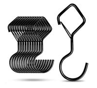 Valorada 10Pack Black S Hooks, Metal Hanging Hook with Safety Buckle Black, Kitchen Hooks for Plants, Lights, Kitchenware, Pans, Pots, Utensils, Clothes, Towels