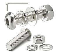 Valorada 10Sets M10 Bolts and Nuts Set, M10 x 35mm Button Head Socket Bolts Screws and Nuts, Flat & Lock Washers, 304 Stainless Steel, Fully Threaded with Allen Key