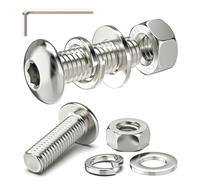 Valorada 10Sets M8 Bolts and Nuts Set, M8 x 25mm Button Head Socket Bolts Screws and Nuts, Flat & Lock Washers, 304 Stainless Steel, Fully Threaded with Allen Key
