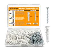 Valorada 120Pcs Plasterboard Fixings and Screws Set, Self Drilling Drywall Anchors with Zinc Plated Screws, No Drilling Required, Wall Plug Fixings for Plasterboard, Drywall & Gypsum Board