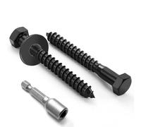 Valorada 12Pcs M8 x 100mm Coach Screws, Heavy Duty Lag Bolts 304 Stainless Steel, 100mm Wood Screws, Hex Head Partial Thread Black Oxide, with Washers and Hex Socket Drill Bit