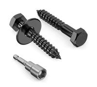Valorada 12Pcs M8 x 50mm Coach Screws, Heavy Duty Lag Bolts 304 Stainless Steel, 50mm Wood Screws, Hex Head Partial Thread Black Oxide, with Washers and Hex Socket Drill Bit