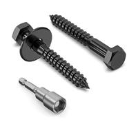 Valorada 12Pcs M8 x 60mm Coach Screws, Heavy Duty Lag Bolts 304 Stainless Steel, 60mm Wood Screws, Hex Head Partial Thread Black Oxide, with Washers and Hex Socket Drill Bit