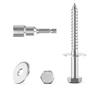 Valorada 12Pcs M8 x 75mm Coach Screws, Hex Head Wood Screws, Heavy Duty Lag Bolts, Concrete Screw, Hex Furniture Bolt, 304 Stainless Steel with Washers and Magnetic Hexagon Socket