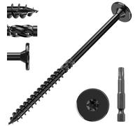 Valorada 20Pcs 6.3 x 115mm Wood Screws, Decking Screws, Heavy Duty Construction Structural Lag Screw, Rust Resistant Black Wood Screw with T30 Star Bit
