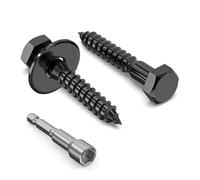 Valorada 20Pcs M6 x 35mm Coach Screws, Heavy Duty Lag Bolts 304 Stainless Steel, 35mm Wood Screws, Hex Head Partial Thread Black Oxide, with Washers and Hex Socket Drill Bit